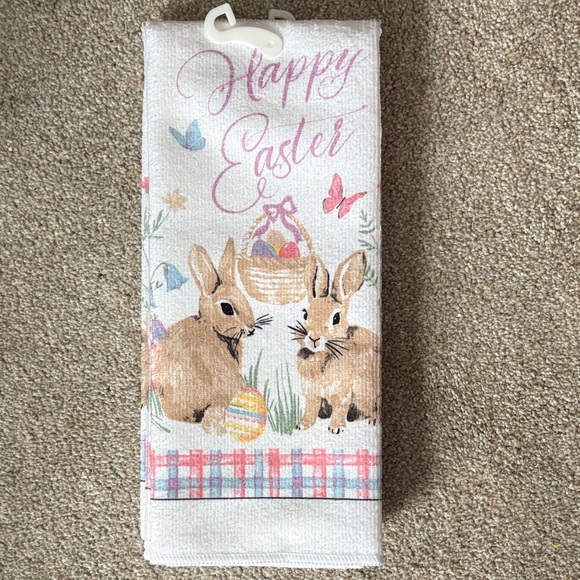Greenbrier International Other - Easter Bunny Kitchen Towel - White and Brown